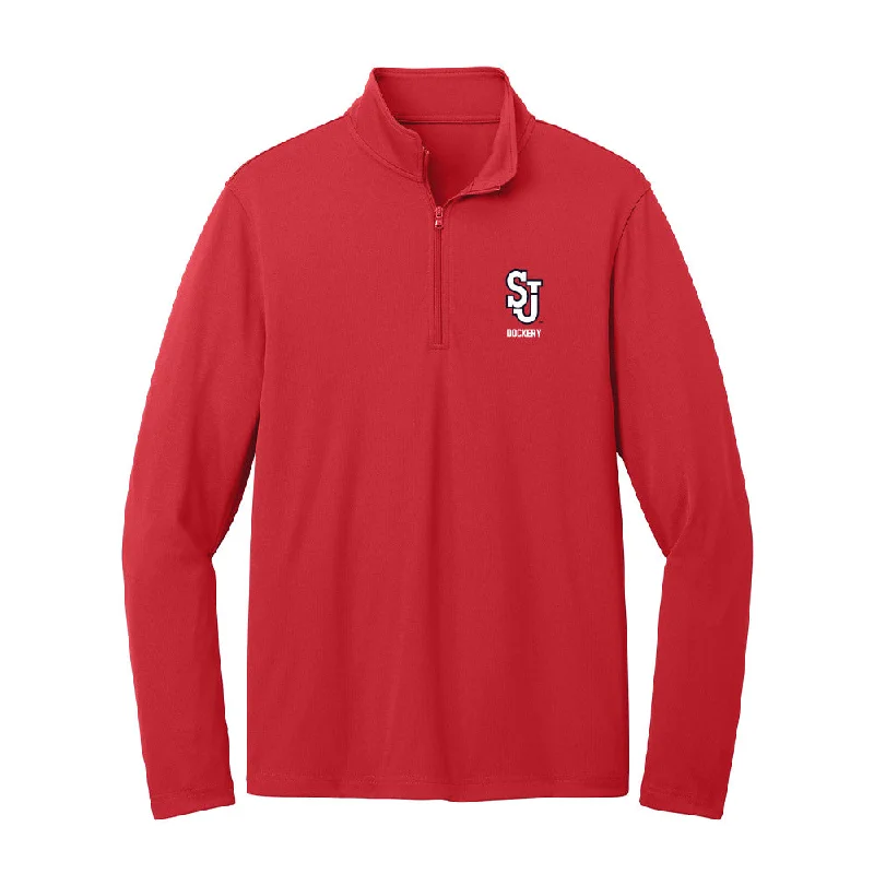 St. Johns - NCAA Women's Track & Field : Jade Dockery - Lightweight Quarter Zip Jacket Hoodie Zip-Up Jacket Button-Up Jacket St. Johns - NCAA Women's Track & Field : Jade Dockery - Lightweight Quarter Zip Jacket Hoodie Zip-Up Jacket Button-Up Jacket