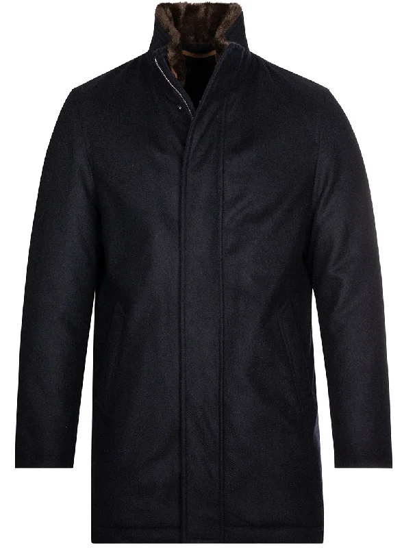 Dolf Twill Coat With Fur Collar Navy Toggle Coat Shawl Collar Coat Notch Collar Coat Dolf Twill Coat With Fur Collar Navy Toggle Coat Shawl Collar Coat Notch Collar Coat
