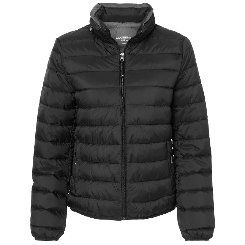 Weatherproof Women's Black PillowPac Puffer Jacket Plaid Jacket Tartan Jacket Houndstooth Jacket