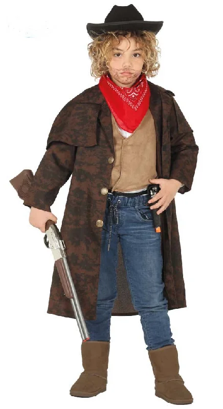 Cowboy Duster Coat Boys Denim Leather Suede