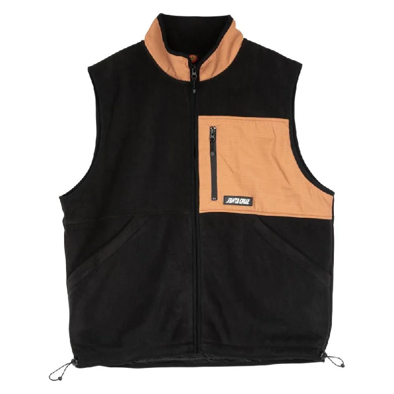 Santa Cruz Jacket Darwin Vest - Black Collared Jacket Crew Neck Jacket Turtle Neck Jacket