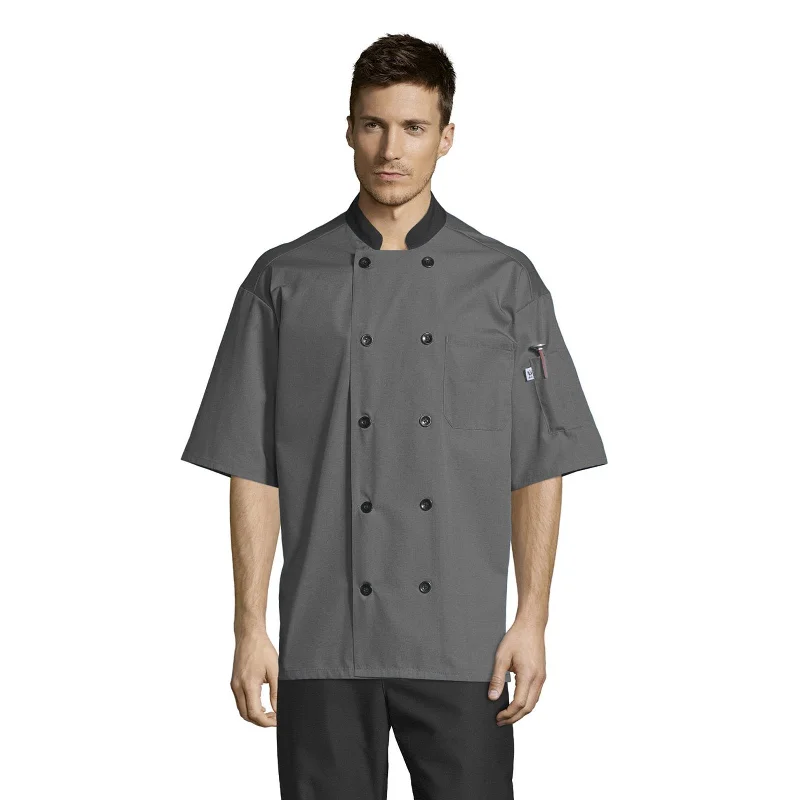 Double Breasted Poplin Chef Coat - Slate Parka Anorak Hoodie