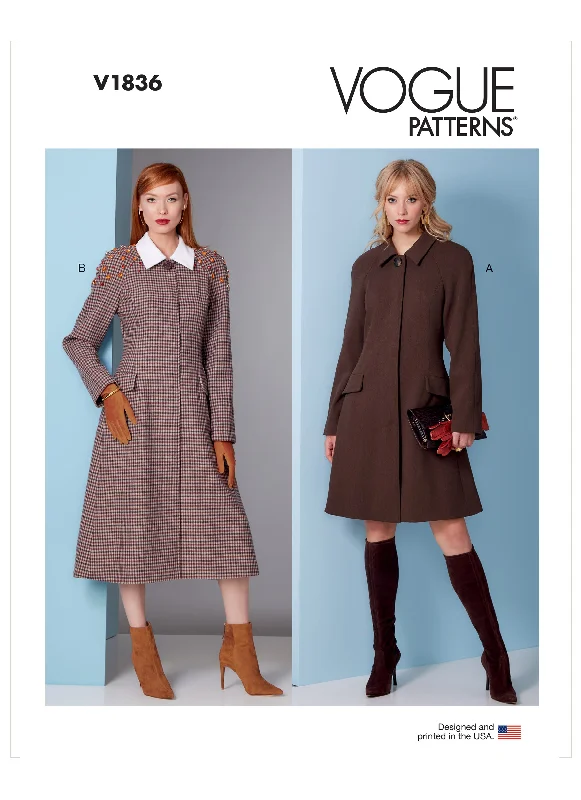 Vogue Pattern V1836 Misses' Coat Striped Polka Dot Solid