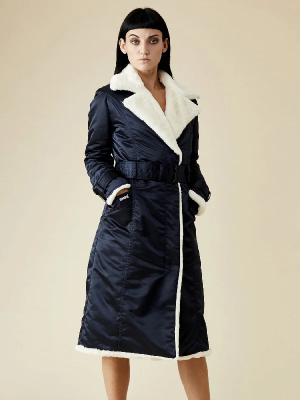 Teddy Faux Fur Coat, Navy Parka Anorak Hoodie
