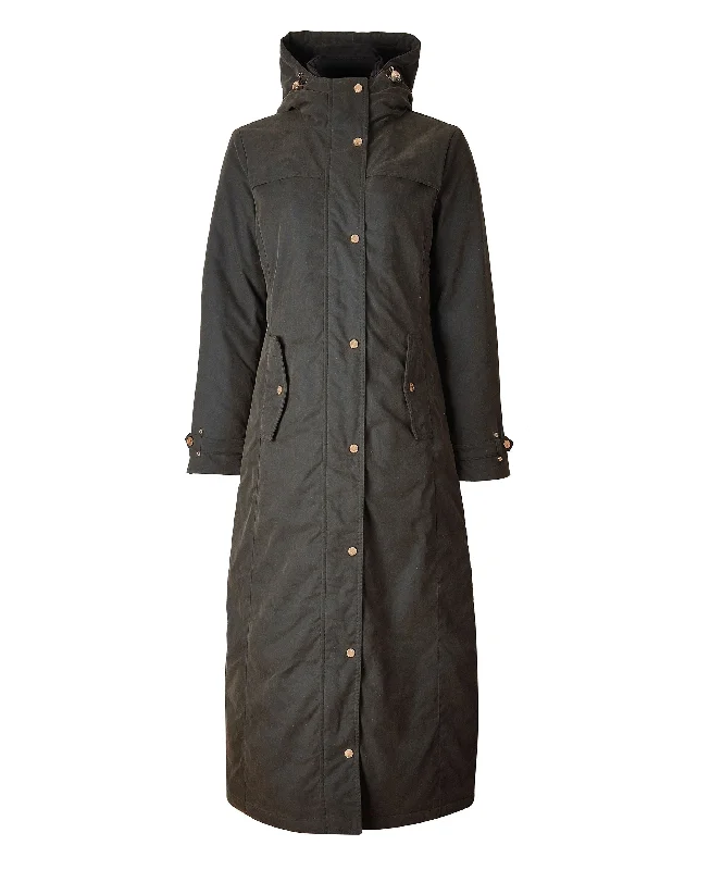 Wax Longline Field Coat - Dark Olive Striped Polka Dot Solid