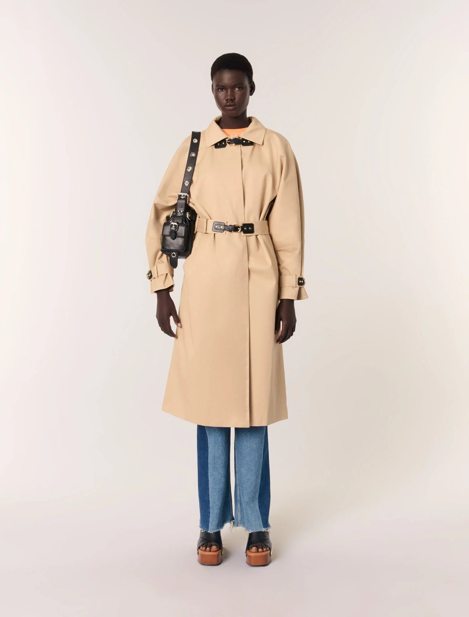 Long trench coat Boat Neck Jacket Square Neck Jacket One-Shoulder Jacket