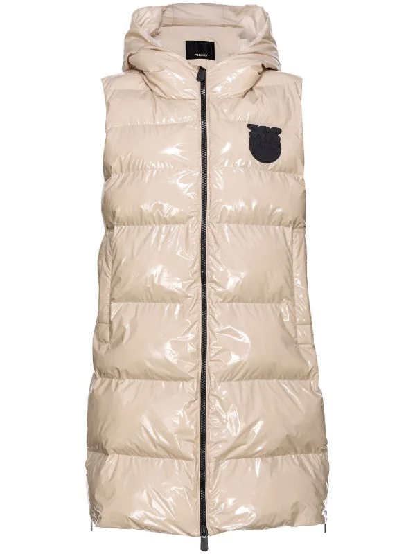 Graffetta sleeveless hooded padded coat Lapel Coat Peter Pan Collar Coat Cowl Neck Coat