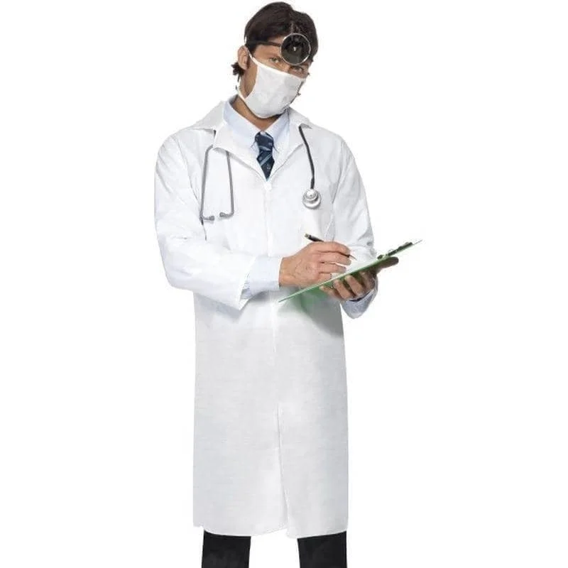 Doctors Costume Adult White Coat Mask Parka Down Jacket Wool Coat