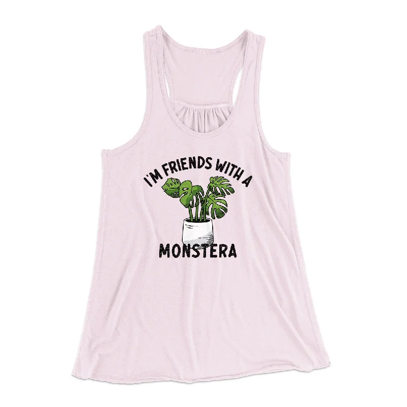 I’m Friends With A Monstera Funny Women's Flowey Racerback Tank Top cropped tank top