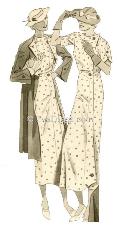 1935 Street Frock & Coat  D30-6330 Embroidered Appliqued Beaded