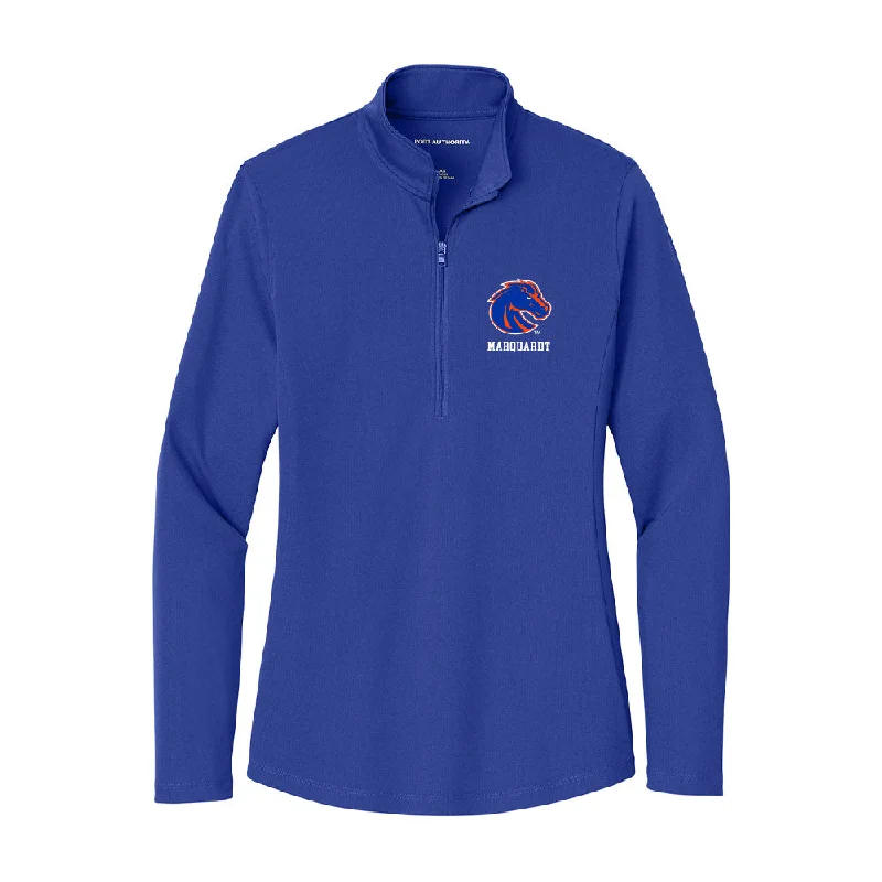Boise State - NCAA Women's Track & Field : Macy Marquardt - Women's Lightweight Quarter Zip Jacket Ribbed Jacket Pleated Jacket Ruffled Jacket