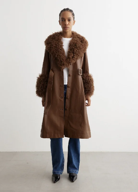 Foxy Leather Shearling Coat Vest Waistcoat Gilet