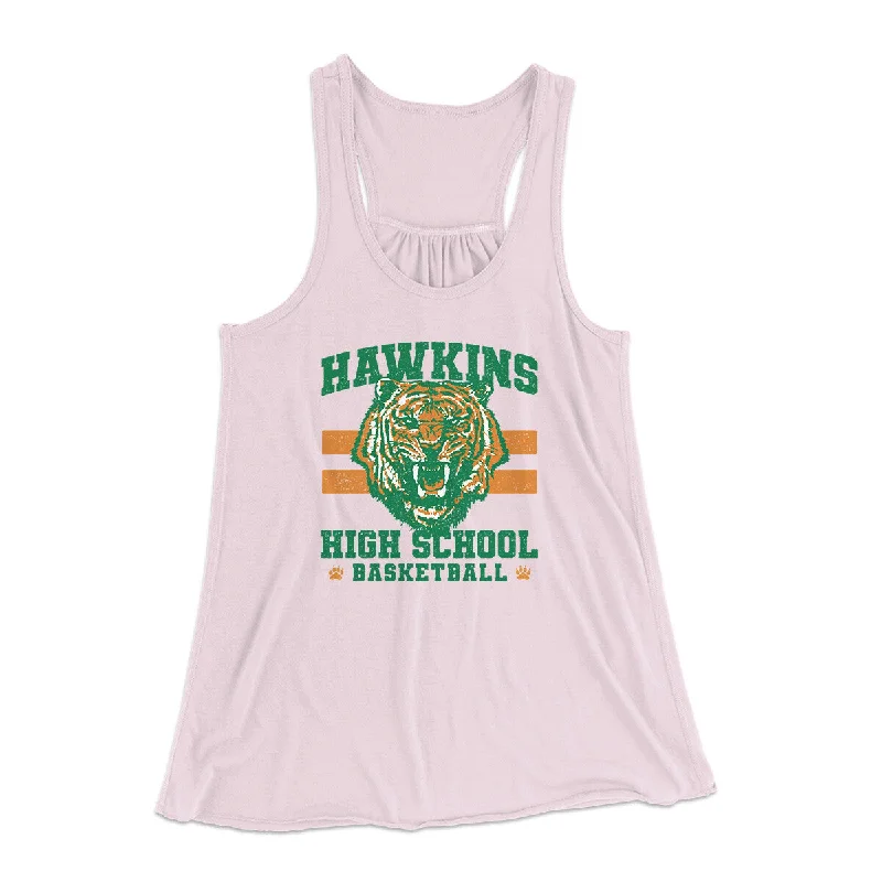Hawkins Tigers Basketball Women's Flowey Racerback Tank Top soft pink tank