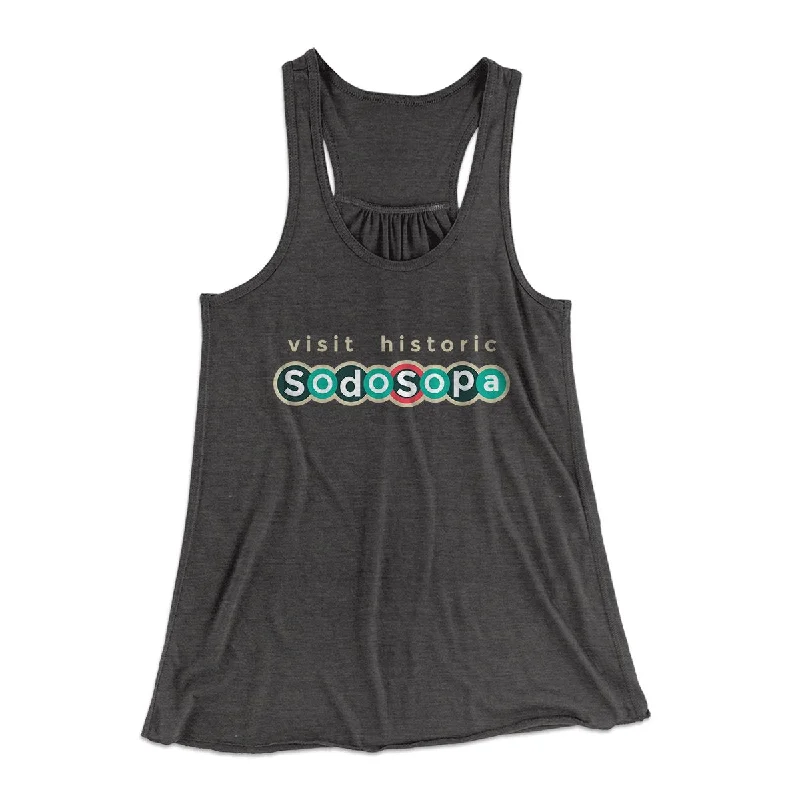 Visit Historic SodoSopa Women's Flowey Tank Top one shoulder tank