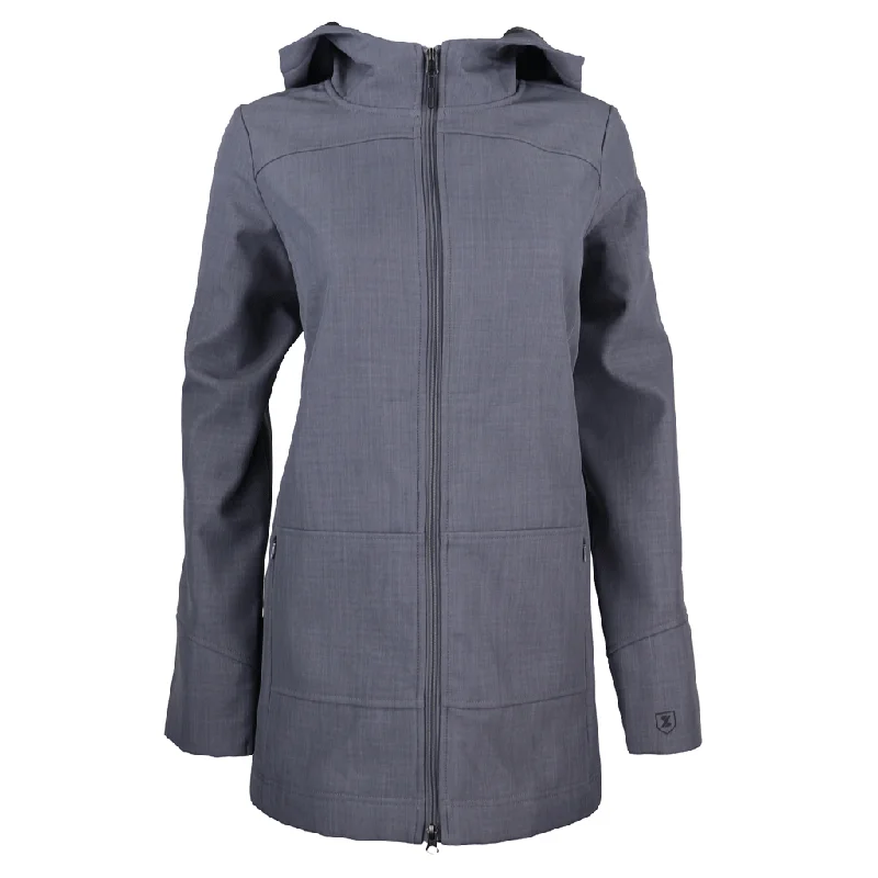 48-Hour Zusa Women's Grey Cross-Hatch Wanderlust Traveler Jacket Snapped Jacket Toggled Jacket Drawstring Jacket