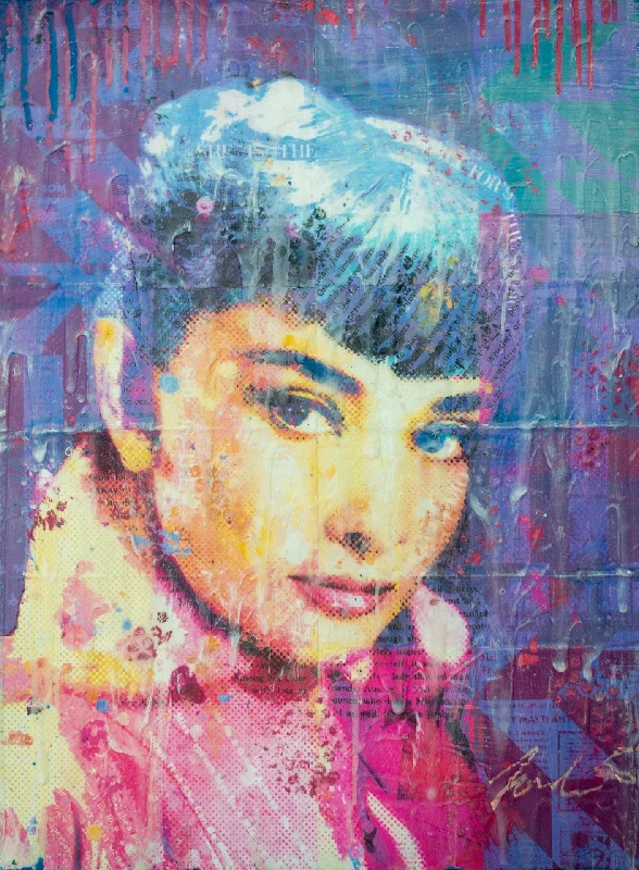 Audrey In A Pink Coat Houndstooth Jacket Shearling Jacket Fleece Jacket