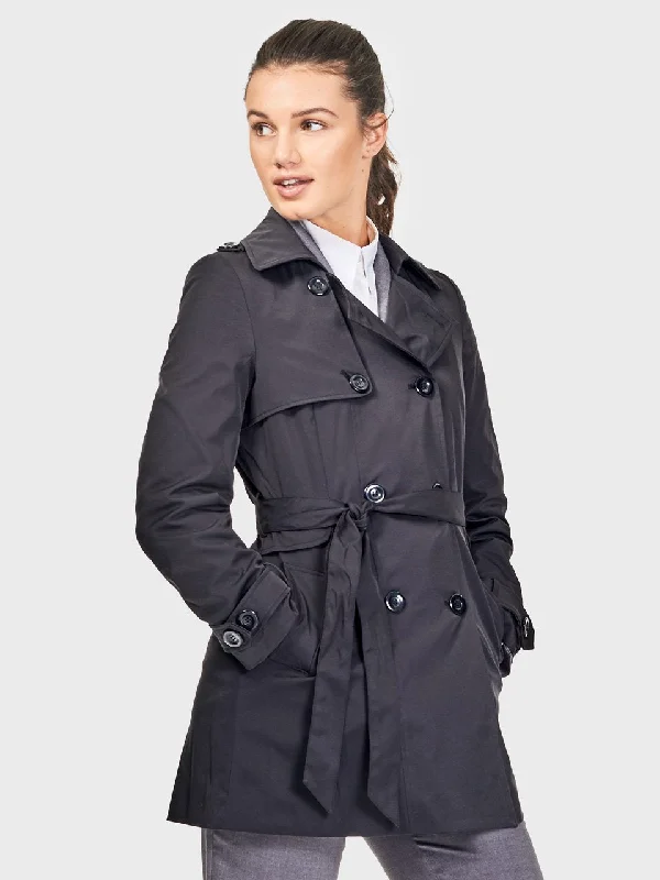Ladies' Mia Trench Coat - Black Trapeze Tunic Caftan
