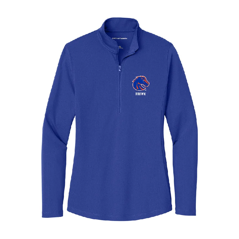 Boise State - NCAA Women's Track & Field : Ciara Brown - Women's Lightweight Quarter Zip Jacket Zippered Front Buttoned Front Snap Front