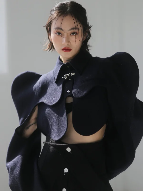 Arc Hollow Woolen Coat Houndstooth Coat Plaid Coat Tartan Coat