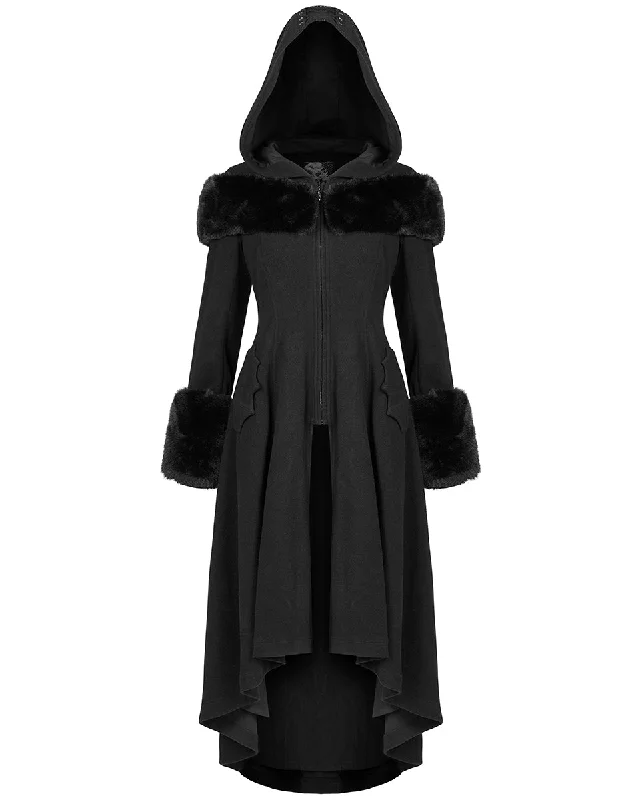 Punk Rave Hemlock Womens Gothic Winter Coat Zip Front Button Front Snap Front