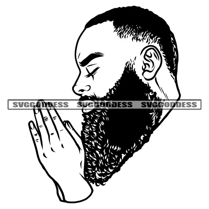 Black And White Hard Praying Hand African American Man Close Eyes Business Man Close Wearing Coat Vector White Background Long Bard Stylish SVG JPG PNG Vector Clipart Cricut Silhouette Cut Cutting Trapeze Tunic Caftan Black And White Hard Praying Hand African American Man Close Eyes Business Man Close Wearing Coat Vector White Background Long Bard Stylish SVG JPG PNG Vector Clipart Cricut Silhouette Cut Cutting Trapeze Tunic Caftan