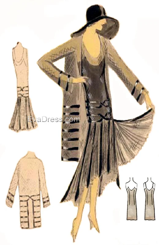 1930 Dress, Slip, Coat & Hat SE30-3891 Cotton Linen Terry