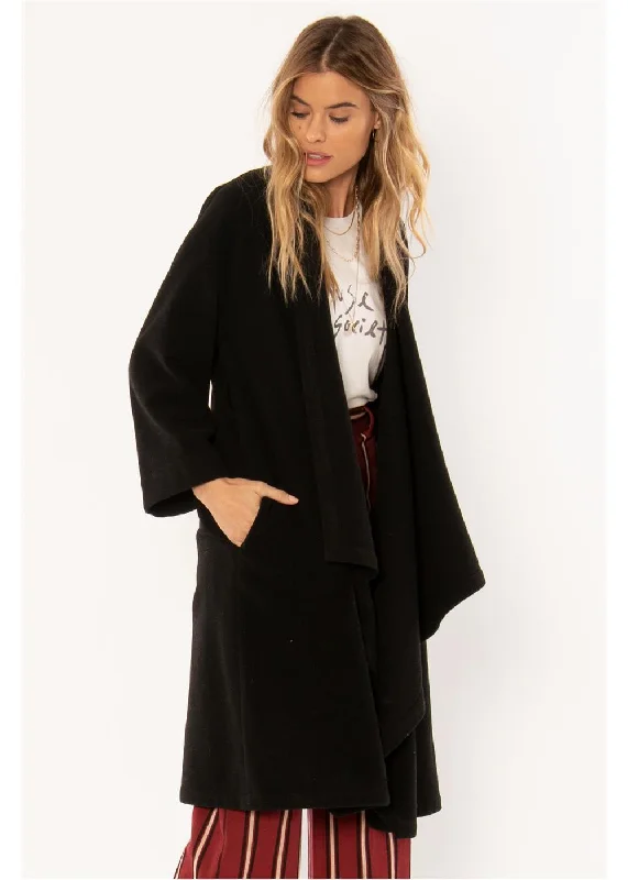Amuse Society Mara Woven Coat Knit Woven Fleece