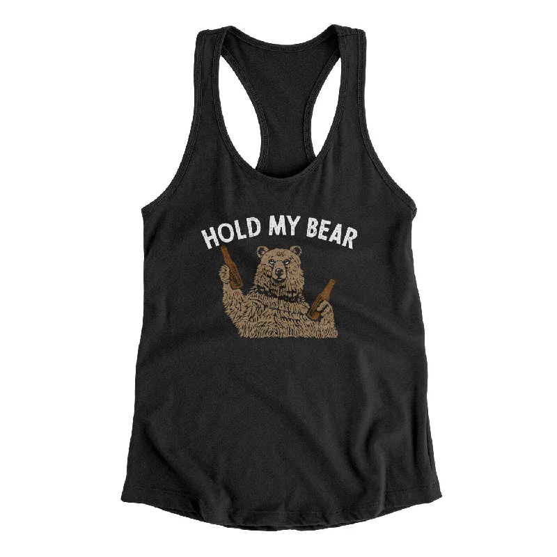 Hold My Bear Funny Women's Racerback Tank basic tank top