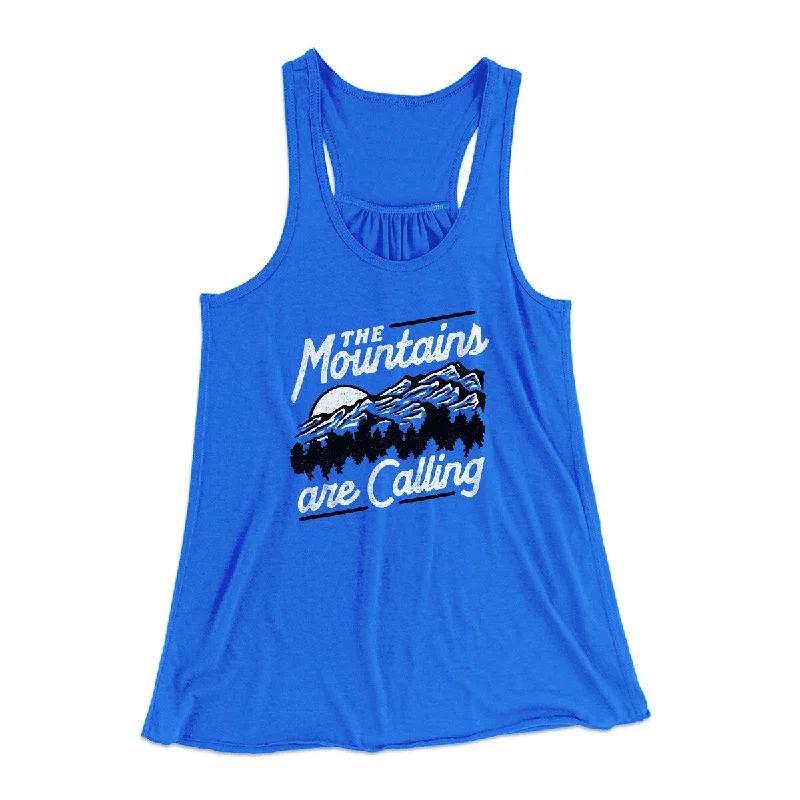 The Mountains Are Calling Women's Flowey Racerback Tank Top teal tank top