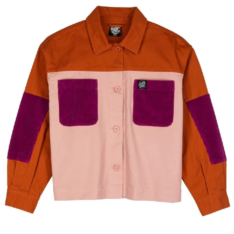 Santa Cruz Womens Jacket Nomad Overshirt - Ginger Biscuit / Putty Knit Fabric Woven Fabric Fleece Fabric Santa Cruz Womens Jacket Nomad Overshirt - Ginger Biscuit / Putty Knit Fabric Woven Fabric Fleece Fabric