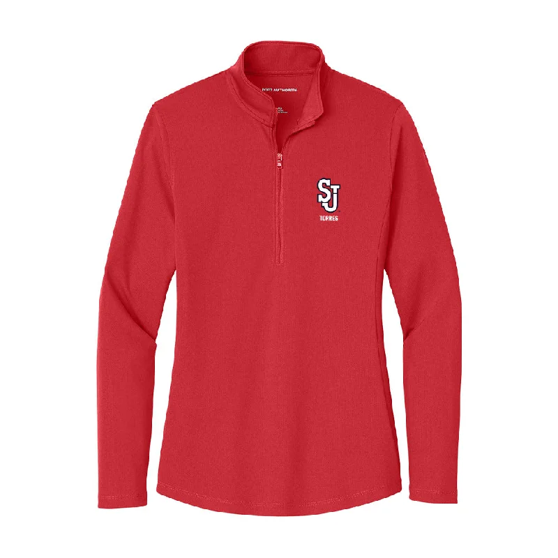 St. Johns - NCAA Women's Track & Field : Mia Torres - Women's Lightweight Quarter Zip Jacket Chenille Fabric Brocade Fabric Lace Fabric St. Johns - NCAA Women's Track & Field : Mia Torres - Women's Lightweight Quarter Zip Jacket Chenille Fabric Brocade Fabric Lace Fabric