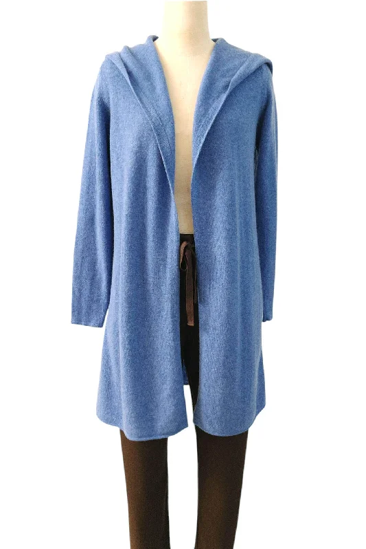 Long blue cashmere cardigan - Hooded Oversized Loose Flowy