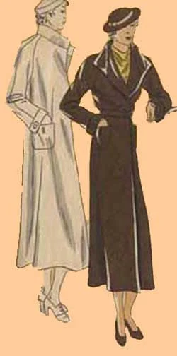 1934 Trench Coat, C30-1016 Mesh Canvas Denim
