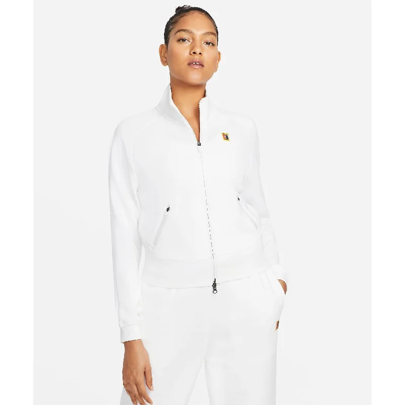 Nike Women's Dri-FIT Heritage Full Zip Jacket (White) Striped Jacket Polka Dot Jacket Floral Jacket
