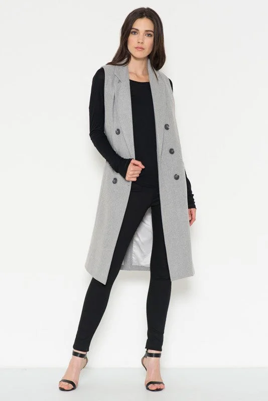 Maxi Trench Coat Vest Shawl Collar Notch Collar Lapel Collar
