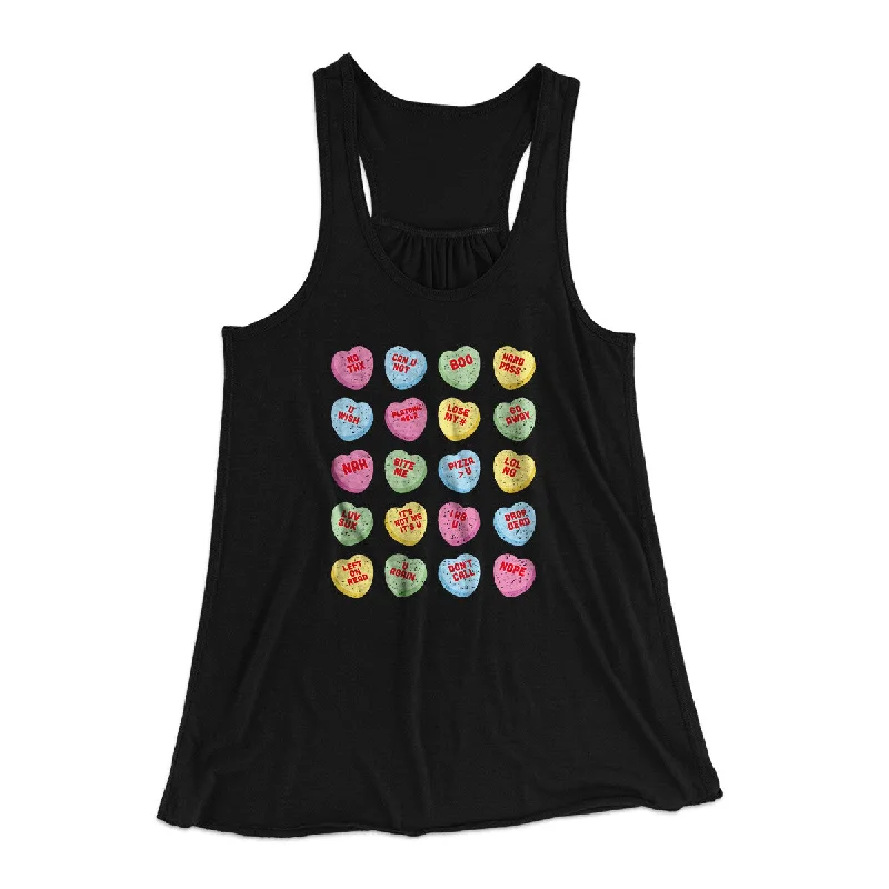 Candy Heart Anti-Valentines Women's Flowey Racerback Tank Top print tank top