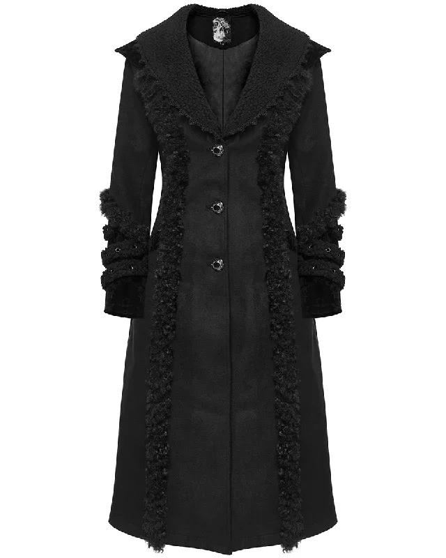 Punk Rave Womens Gothic Winter Fur Trimmed Coat - Extended Size Range Asymmetrical Collar Hooded Zippered Punk Rave Womens Gothic Winter Fur Trimmed Coat - Extended Size Range Asymmetrical Collar Hooded Zippered