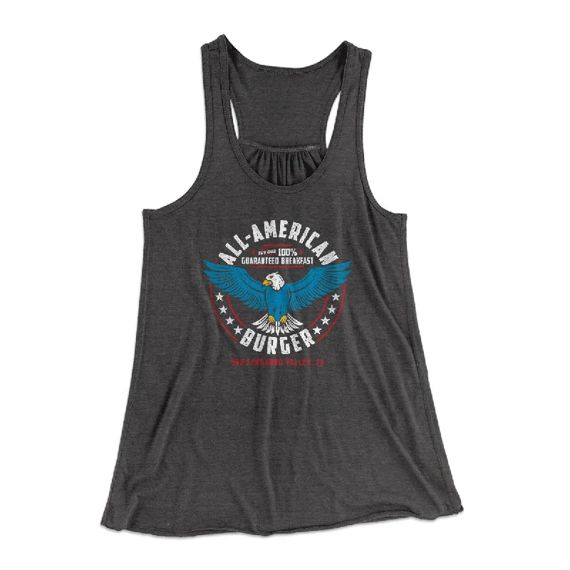All American Burger Women's Flowey Racerback Tank Top bronze tank top