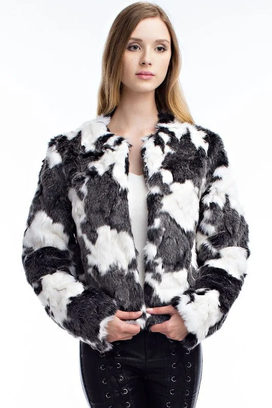 Faux Fur Coat Appliqued Beaded Sequined