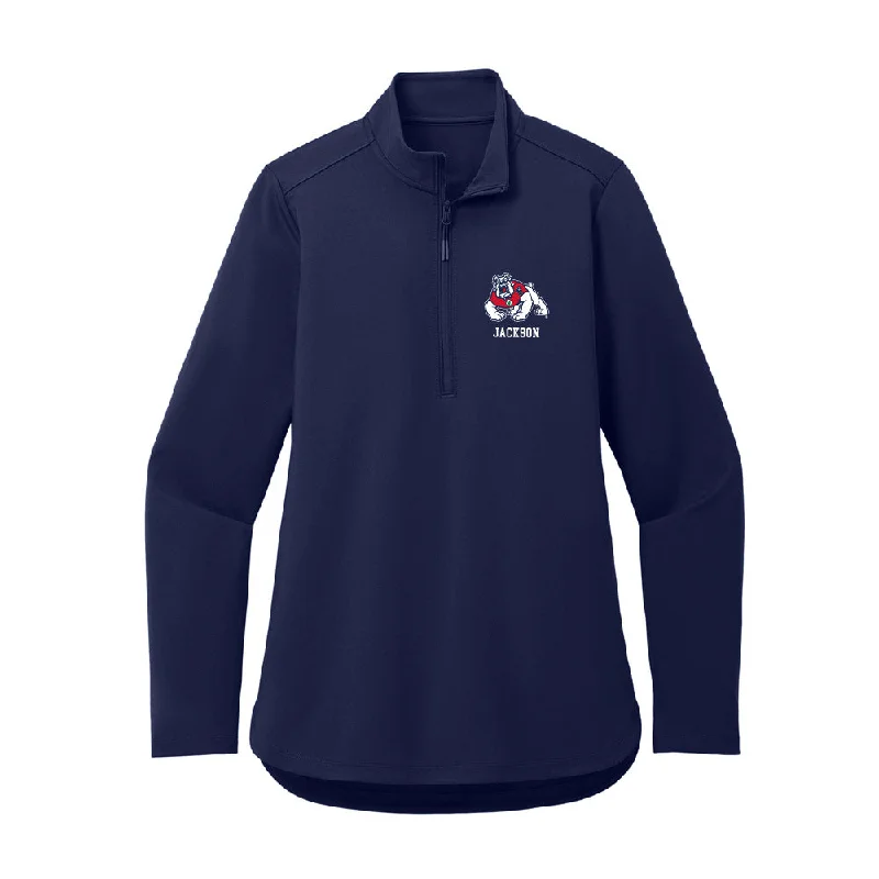 Fresno State - NCAA Women's Track & Field : Cierra Jackson - Women's Premium Quarter Zip Jacket V-Neck Jacket Boat Neck Jacket Square Neck Jacket Fresno State - NCAA Women's Track & Field : Cierra Jackson - Women's Premium Quarter Zip Jacket V-Neck Jacket Boat Neck Jacket Square Neck Jacket