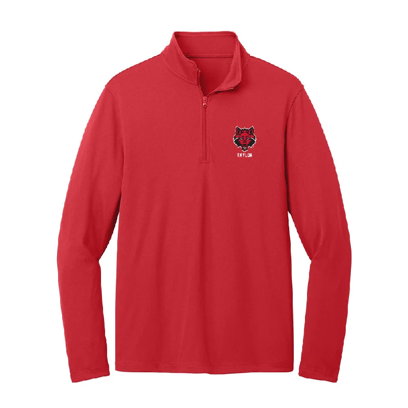 Arkansas State - NCAA Women's Track & Field : Alexis Taylor - Lightweight Quarter Zip Jacket Denim Fabric Leather Fabric Suede Fabric Arkansas State - NCAA Women's Track & Field : Alexis Taylor - Lightweight Quarter Zip Jacket Denim Fabric Leather Fabric Suede Fabric