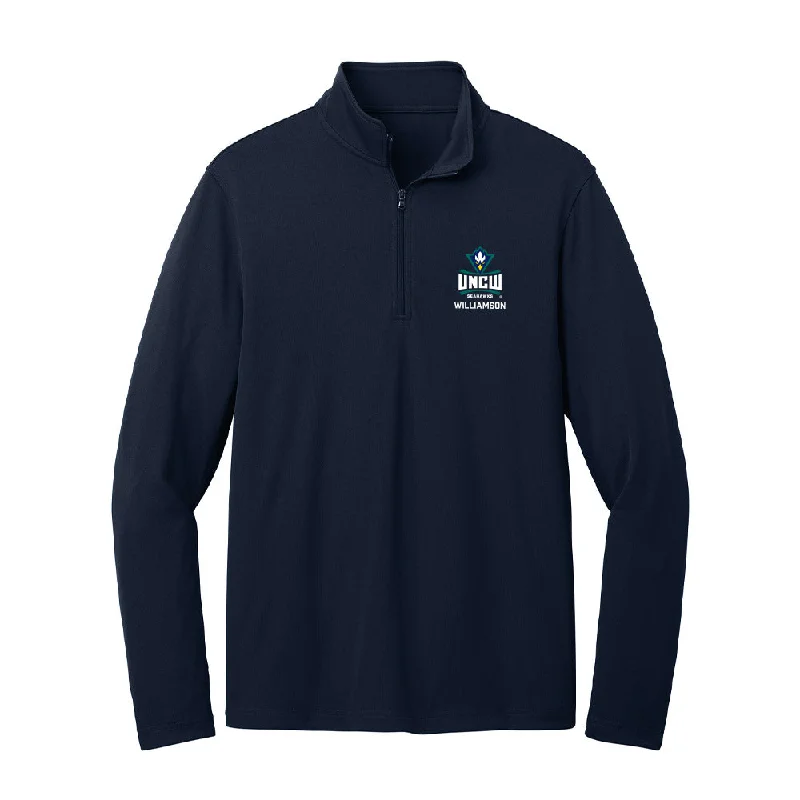 UNC Wilmington - NCAA Women's Track & Field : Makaila Williamson - Lightweight Quarter Zip Jacket Zip Front Button Front Snap Front