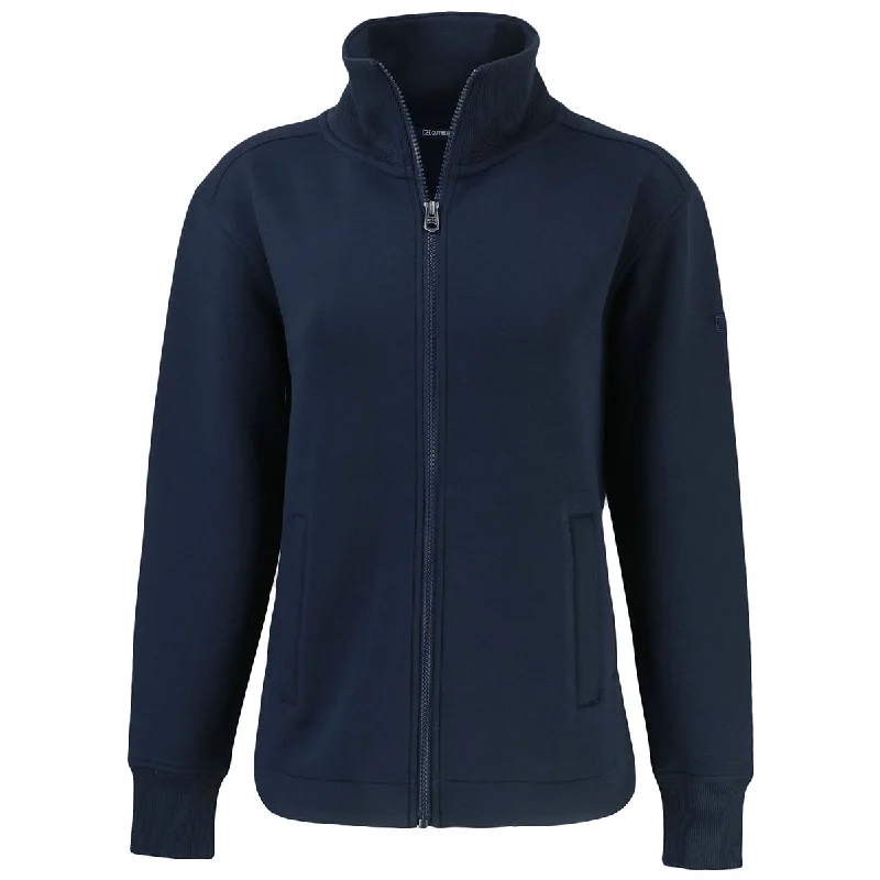 Cutter & Buck Women's Navy Blue Roam Eco Full Zip Recycled Jacket Tailored Jacket Straight Jacket A-Line Jacket