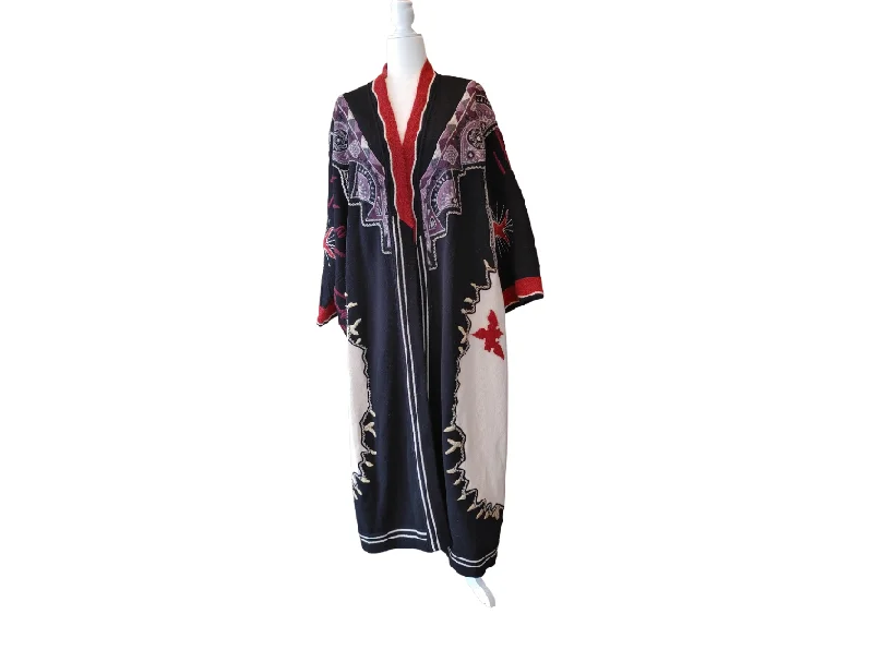 ETRO Cappotto Knitted Jacquard Coat Jersey Tulle Batik
