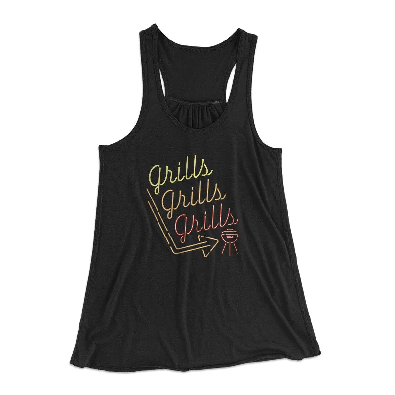 Grills Grills Grills Women's Flowey Racerback Tank Top grey tank top