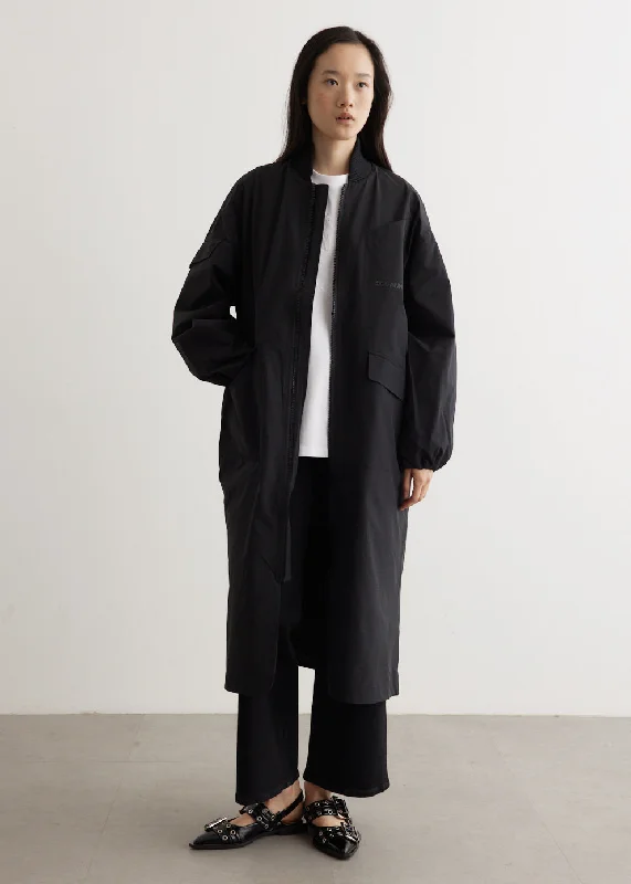 Tech Seersucker Oversized Shell Coat Turtleneck Wrap Cape