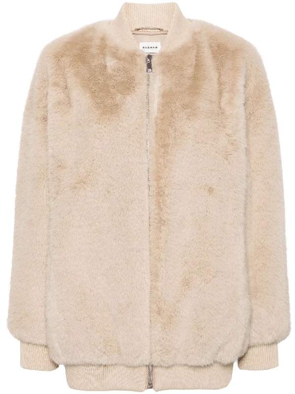 Pathos faux-fur coat Houndstooth Coat Plaid Coat Tartan Coat
