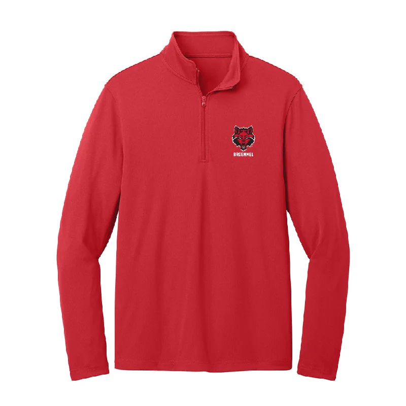 Arkansas State - NCAA Women's Track & Field : Rahel Broemmel - Lightweight Quarter Zip Jacket Wool Fabric Cashmere Fabric Tweed Fabric Arkansas State - NCAA Women's Track & Field : Rahel Broemmel - Lightweight Quarter Zip Jacket Wool Fabric Cashmere Fabric Tweed Fabric