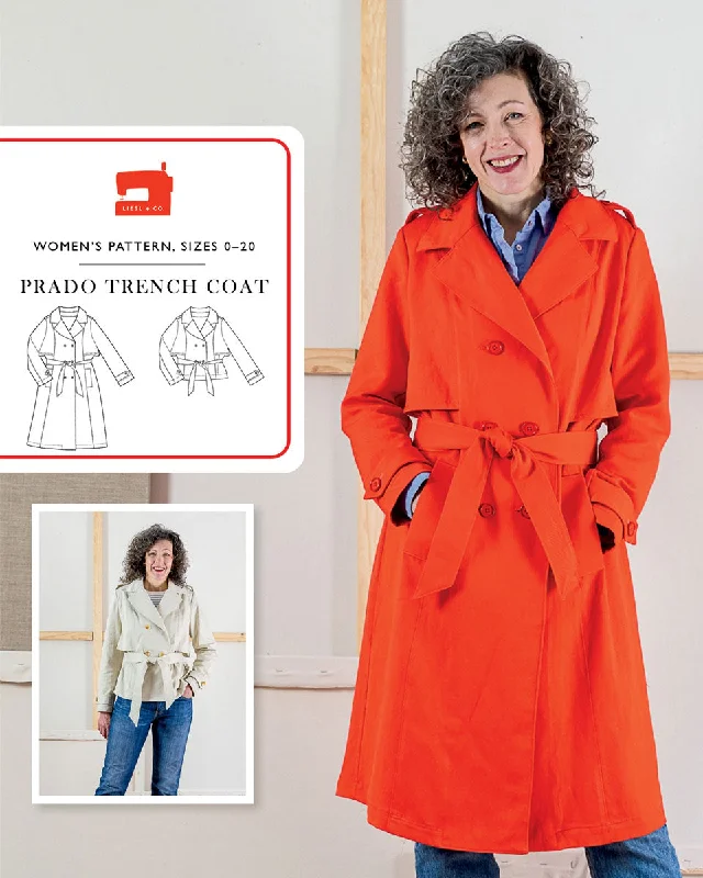 PDF Pattern - Prado Trench Coat | Liesl + Co Boat Neck Jacket Square Neck Jacket One-Shoulder Jacket
