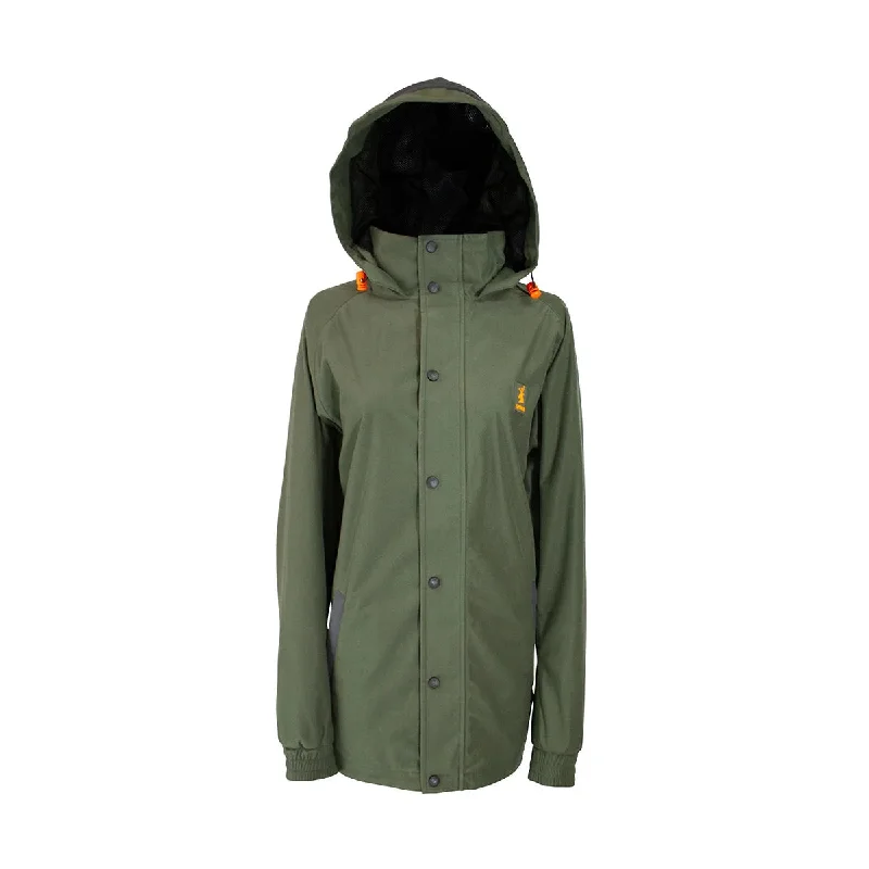 Spika - Womens Valley Jacket in Olive Tiered Jacket Buttoned Jacket Zippered Jacket